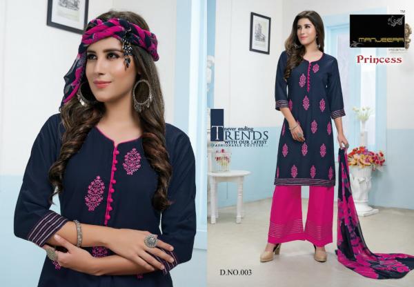 Manjeera Princess Rayon with Work Designer Readymade Suit